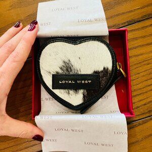 Loyal West Cupid Coin Pouch Black and White Cowhide